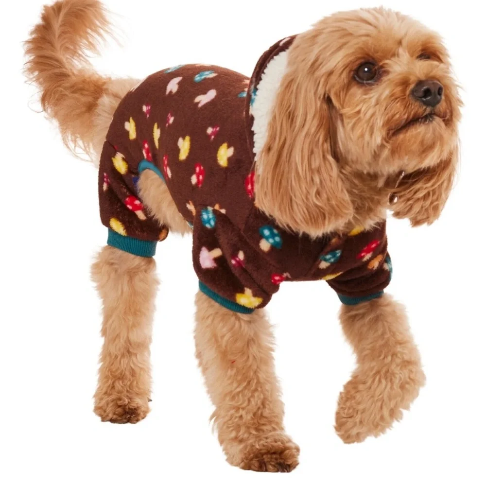 Frisco Cozy Plush Fleece Dog & Cat PJs, Mushrooms, Small
